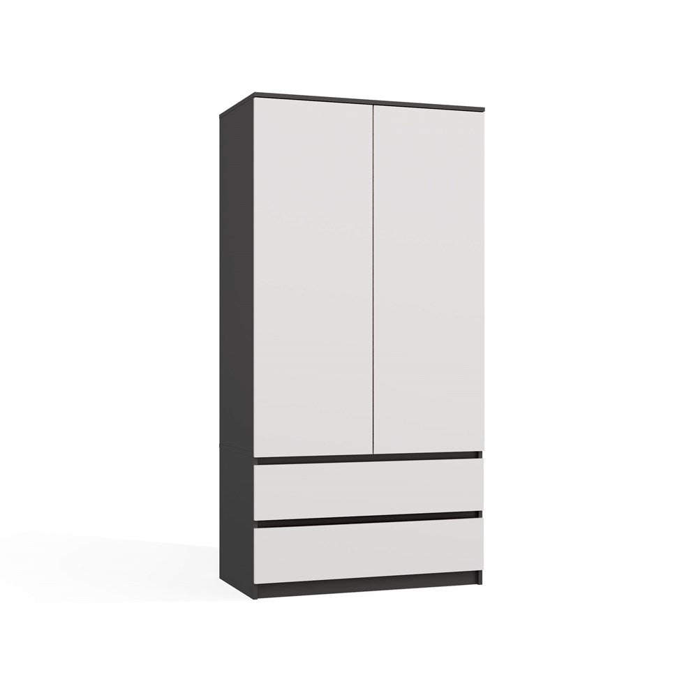 SS-90 Garderobekast met Tip-on Deuren en Laden - Modern & Functioneel | Kleur: Antraciet/Wit