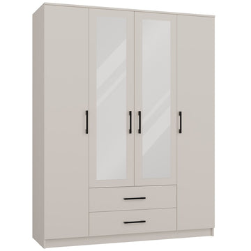 Grote kledingkast ROMANA 160 Lustro met spiegels en 2 lades | Kasjmier | 205x160x52 cm