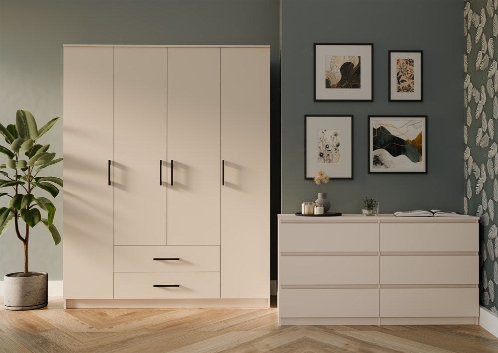 Kledingkast ROMANA 160 met lades en planken - Grote opbergkast | Kleur: Kasjmier | Maat: 160x52x205