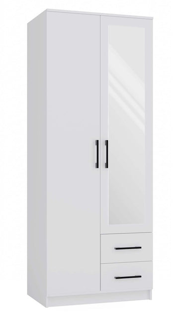 Moderne Romeinse Garderobe ROMANA 80 met Spiegel - Ruime Opbergruimte | Wit | 205x80x52 cm