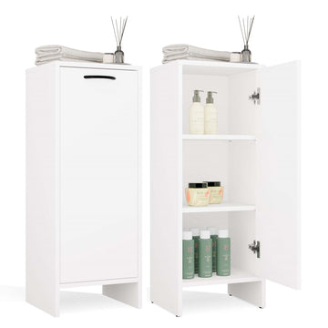 Minimalistische Badkamerkast NINA 1D – Compact met 3 Planken | Kleur: Mat Wit | 35x90x30 cm