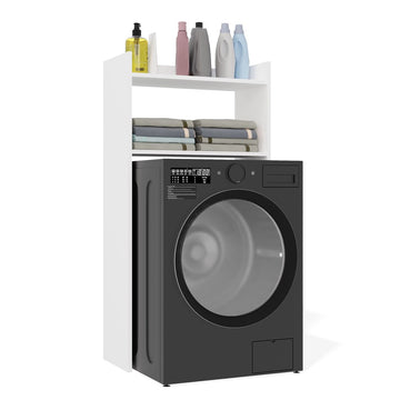 Mat Witte Badkamerkast NINA NP met Planken voor Boven Wasmachine | Kleur: Mat Wit | 64x126x30 cm