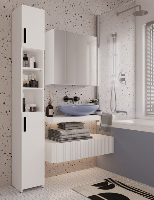 Hangend Badkamerkastje Pola 3L met 3 Spiegels - Opbergkast | Wit | 60x60x22 cm