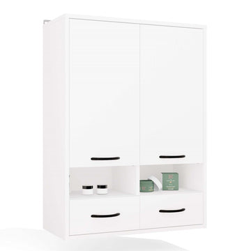Badkamer Hangkast NINA W2D2P2S met 2 Lades - Mat Wit | 66x90x30 cm