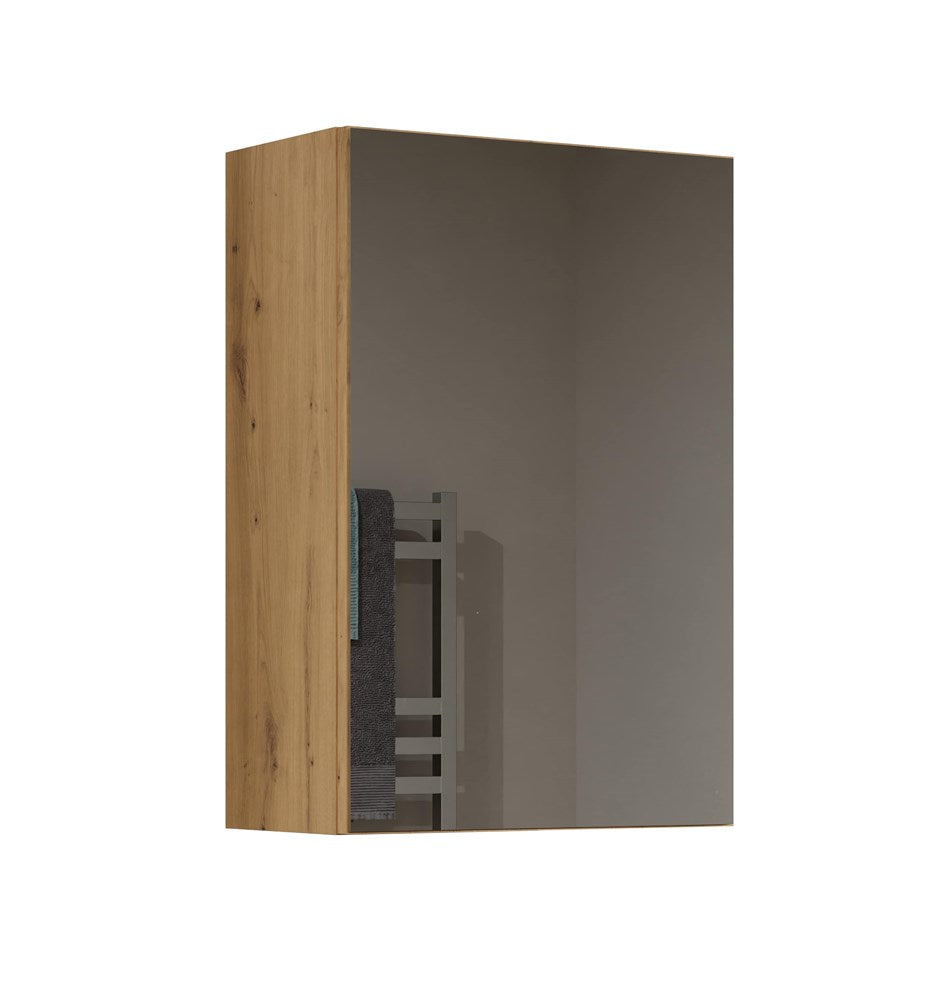 Hangend Badkamerkastje met Spiegel Pola 1DL - Opbergruimte boven wastafel | Artisan Eiken