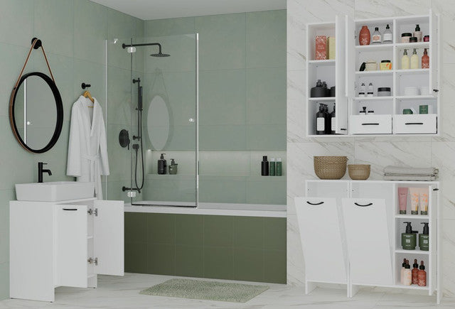 Moderne hangkast NINA W1D badkamer - 3 planken, mat wit | Kleur: Mat wit | Maat: 35x90x30 cm