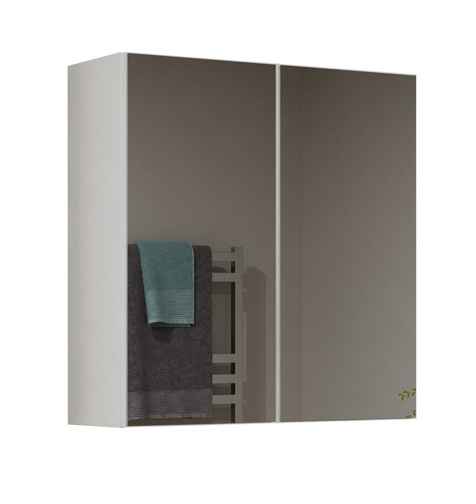 Hangend Badkamerkastje Pola 2DL met Spiegeldeuren - Compact & Modern | Kleur: Wit | Maat: 60x60x22