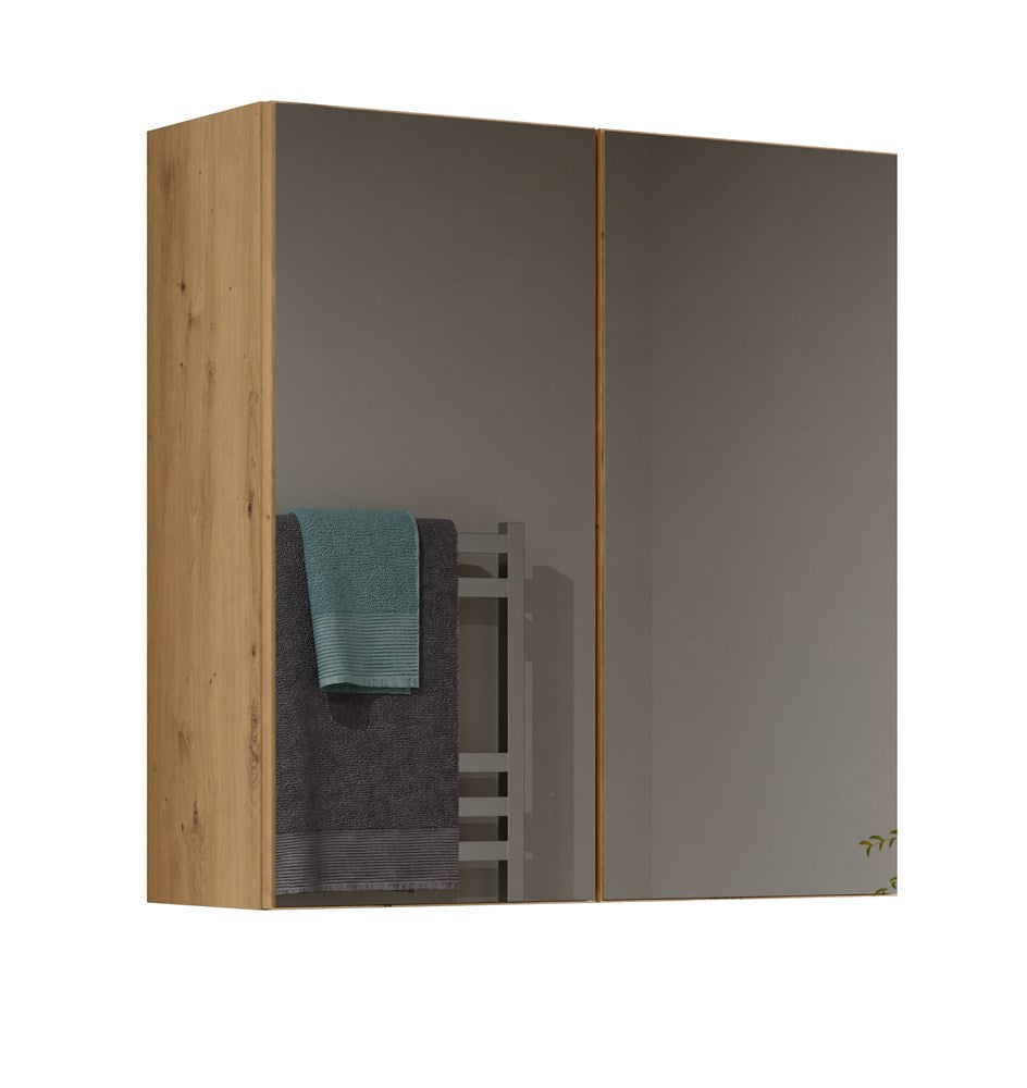 Hangend Badkamerkastje Pola 2DL met Spiegeldeuren - Ruimtebesparend & Modern | Artisan Eiken