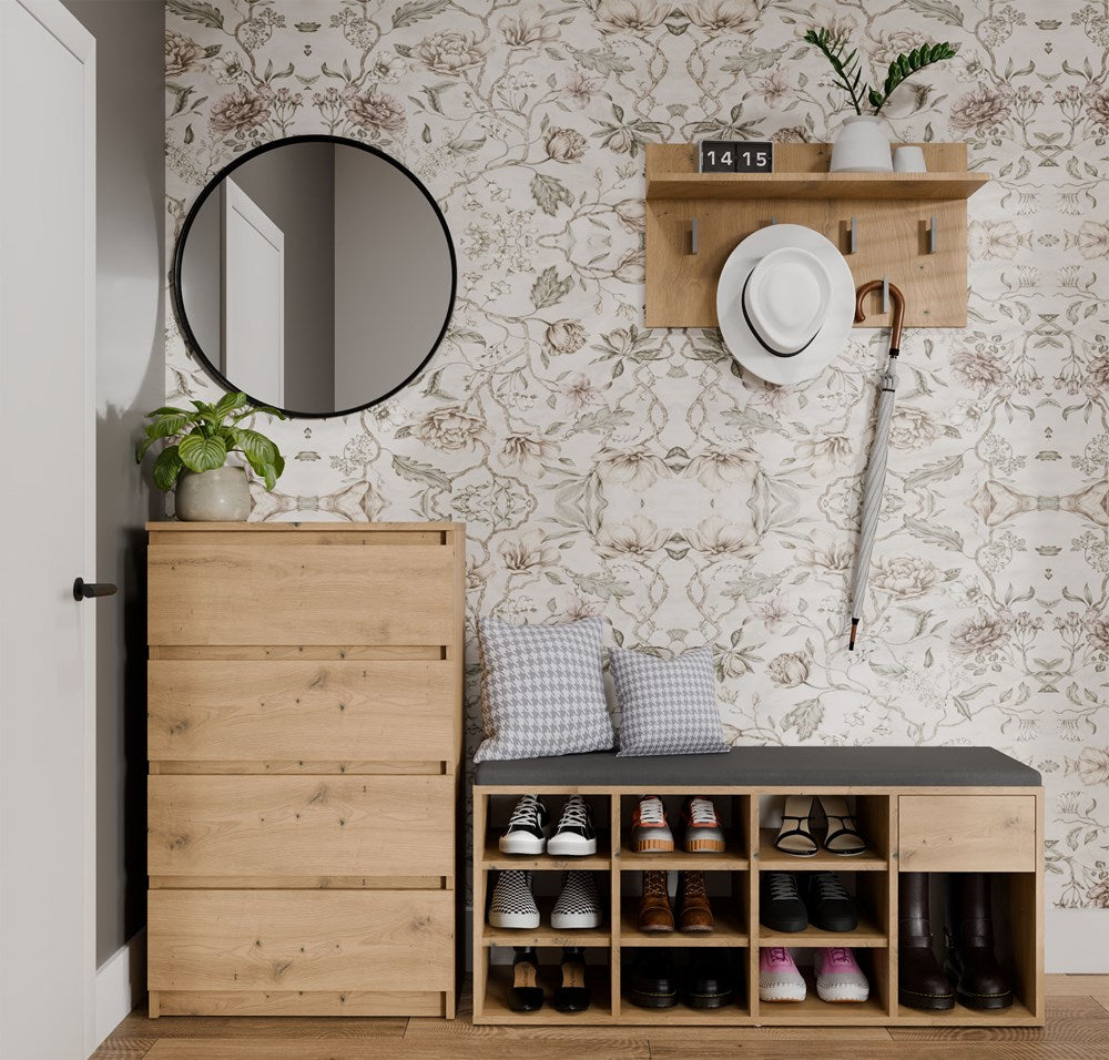 Schoenenkast met zitting, lade en zijvak – Organisatiehal TALLINN | Kleur: Artisan Eiken