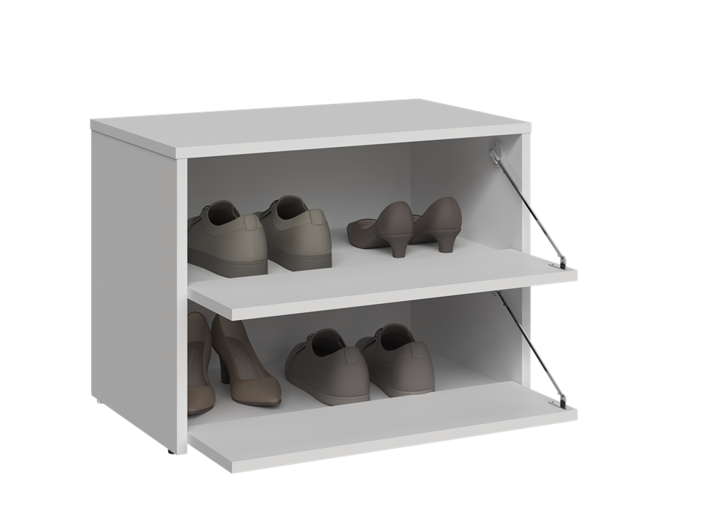 Moderne schoenenkast MODO – 2 niveaus, zonder handvatten | Kleur: Wit | 60x36x44 cm