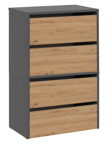Moderne schoenenkast MODO X2 – 4 niveaus, antraciet/artisan eiken | Kleur: Antraciet/Artisan Eiken