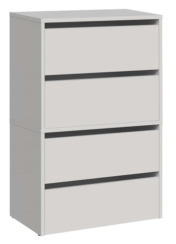Schoenenkast MODO X2 zonder handvatten - 4 deurs, modulair design | Kleur: Mat wit | Maat: 60x36x88