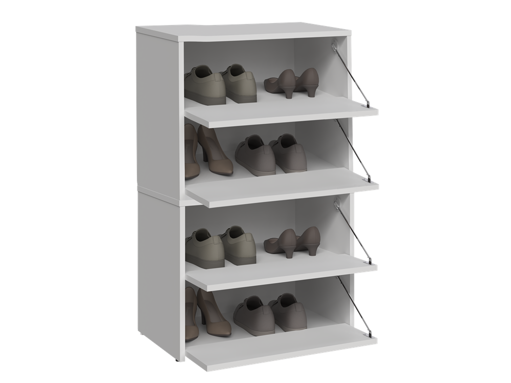 Schoenenkast MODO X2 zonder handvatten - 4 deurs, modulair design | Kleur: Mat wit | Maat: 60x36x88