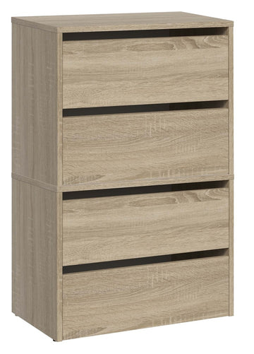Moderne schoenenkast MODO X2 zonder handvatten – 4-deurs | Kleur: Sonoma Eiken | Maat: 60x88x36 cm