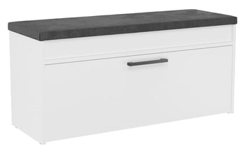 Schoenenkast met Zitting en Opbergruimte Parma - Modern Design | Kleur: Mat Wit | Maat: 100x35x49 cm