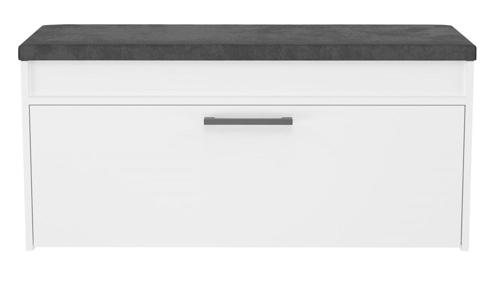 Schoenenkast met Zitting en Opbergruimte Parma - Modern Design | Kleur: Mat Wit | Maat: 100x35x49 cm