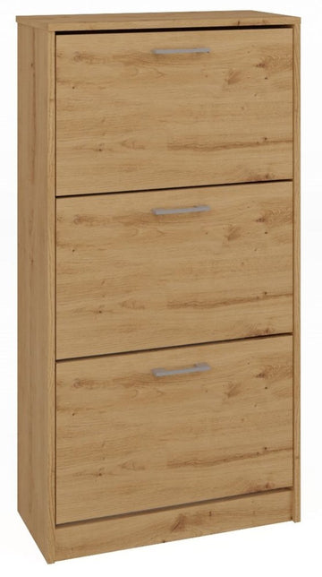 PAULA Schoenenkast met Dubbele Schoenenmand - Artisan Eiken en Wit | 60x28x116 cm