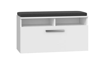Schoenenkast met zitting RIVA - Modern en Praktisch | Kleur: Mat Wit | Maat: 85x35x46 cm