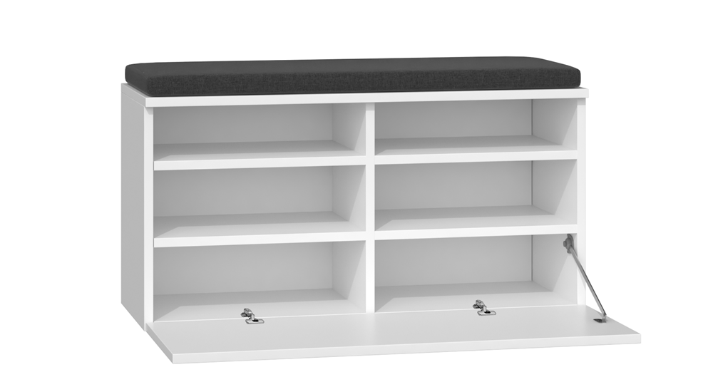 Schoenenkast met zitting RIVA - Modern en Praktisch | Kleur: Mat Wit | Maat: 85x35x46 cm