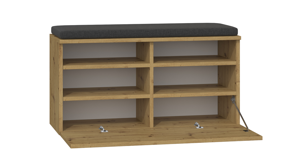 Schoenenkast met zitting RIVA - Modern, duurzaam & compact | Artisan eiken | 85x35x46 cm