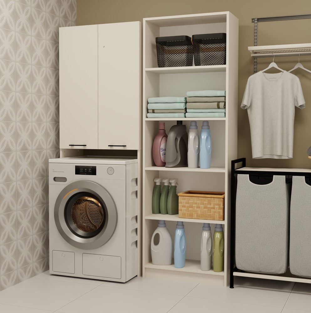 Pola DD badkamerkast boven wasmachine - Opbergkast met lange deuren | Kleur: Kasjmier
