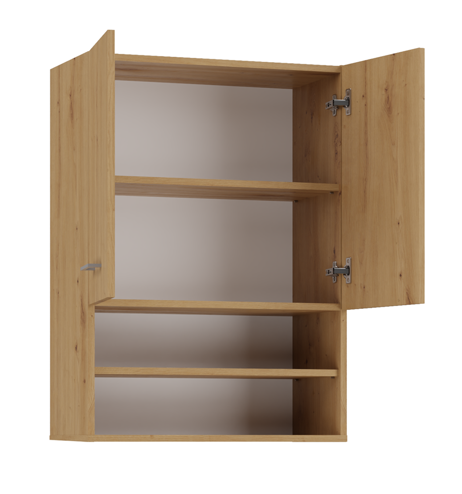 Hangkast boven wasmachine POLA MINI DK met korte deuren - Badkamerplank | Kleur: Artisan eiken