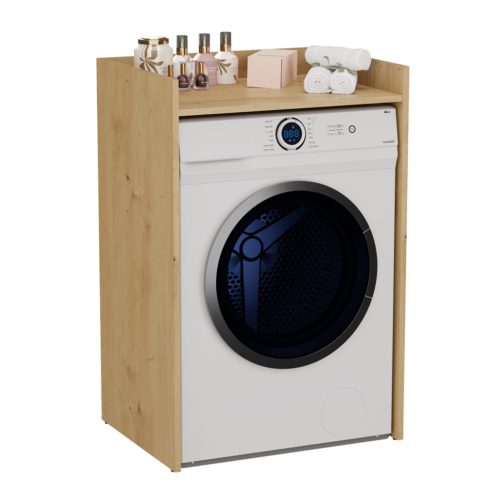 Moderne badkamerkast boven wasmachine - Opbergruimte & duurzaam design | Artisan Eiken | 64x97,5x50