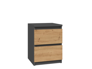 Modern Nachtkastje MALWA M2 met 2 lades - Antraciet & Artisan Eiken | 30x30x40 cm