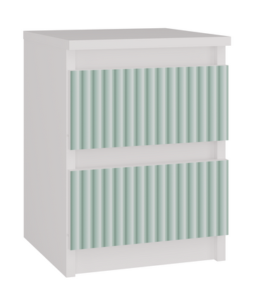 Modern nachtkastje MALWA M2 ARTESO - 2 lades, wit/mint met patroon | Kleur: Wit/Mint