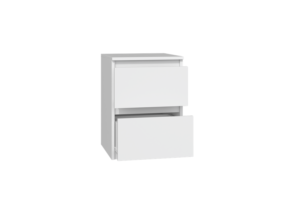 Modern Nachtkastje Malwa M2 met 2 Lades - Greeploos Design | Kleur: Wit | 30x30x40 cm