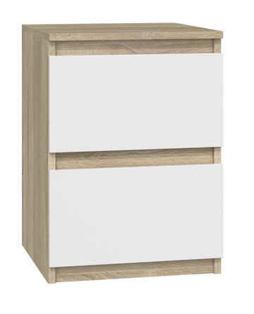 Modern Nachtkastje MALWA M2 met 2 lades - Compact Opbergmeubel | Kleur: Sonoma/Wit | Maat: 30x30x40