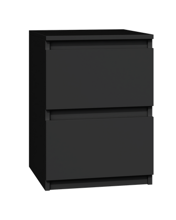 Modern Nachtkastje MALWA M2 met 2 Greeploze Lades | Kleur: Zwart | Maat: 30x30x40 cm