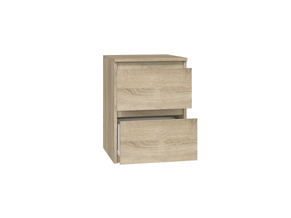 Modern Nachtkastje MALWA M2 met 2 Lades – Compact & Stijlvol | Kleur: Sonoma Eiken | Maat: 30x30x40