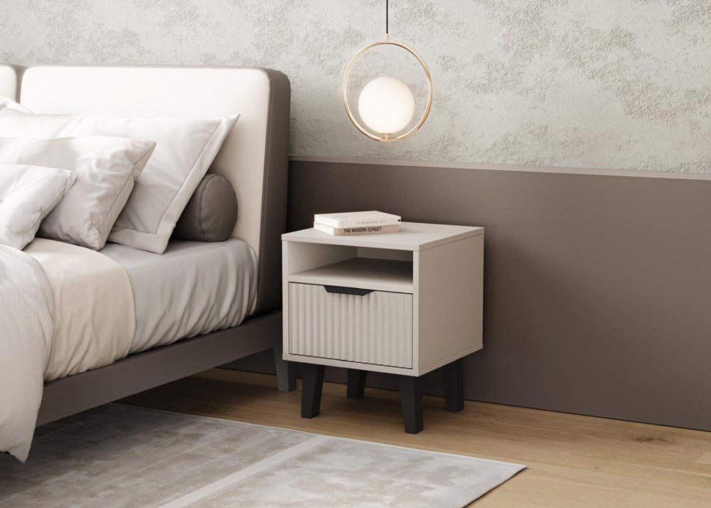 SCANDI 1S Slank Bijkastje met Lade - Modern Nachtkastje | Kleur: Kasjmier | Maat: 48x40x39 cm