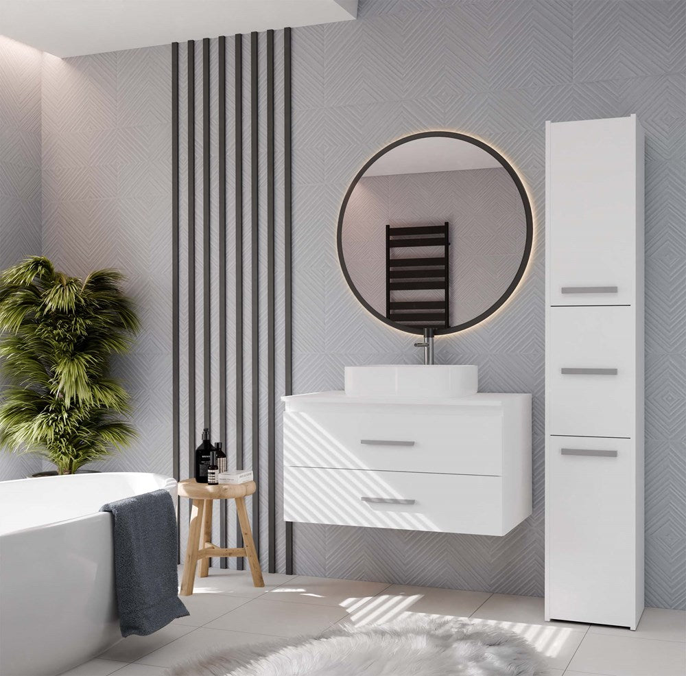 Hangende Badkamerkast NEL80 met 2 Lades - Ruime Opbergruimte | Wit | 80x45x50 cm