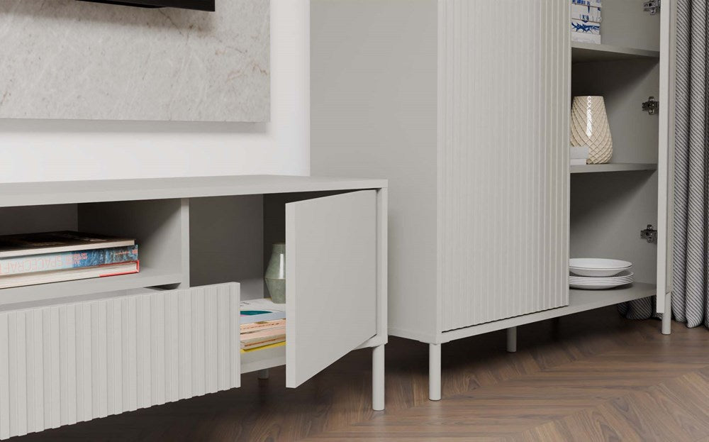 Modern TV-meubel Kamaro 164 cm – Slank, Kasjmier Kleur | Kleur: Kasjmier | Maat: 164x40x47 cm