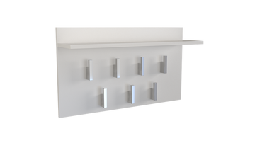 Witte klerenhanger met plank en 7 haken – Model 2F | Kleur: Wit | Maat: 70x40x20 cm