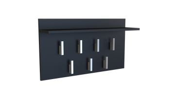 Moderne klerenhanger met plank en 7 haken – Compact en stevig | Kleur: Zwart | Maat: 70x40x20 cm