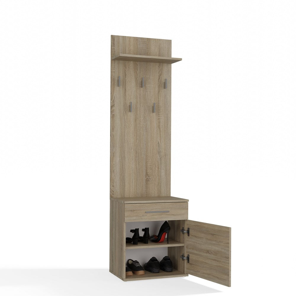 Schoenenkast Hanger DUO met Lade en 5 Hangers - Modern & Praktisch | Kleur: Sonoma Eiken