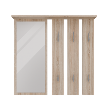 Hanger met Plank en Spiegel OPAAL - 6 Haken | Sonoma Eiken | 85x15x82 cm