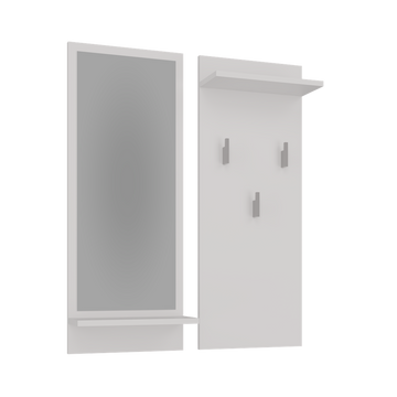 Hanger en Spiegel met Plank RIVA - Modern en Compact | Kleur: Mat Wit | Afmeting: 90x35x16 cm