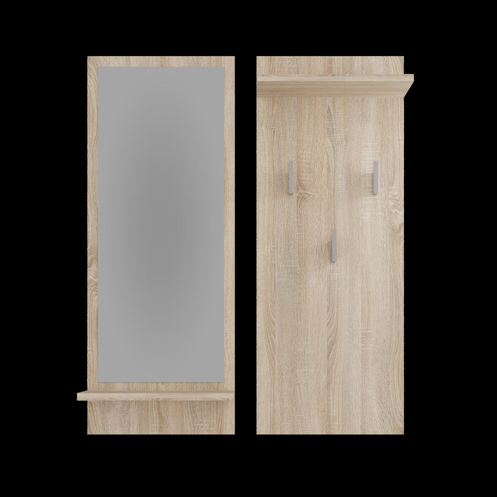Hanger met Plank & Spiegel met Plank - Halmeubel RIVA | Kleur: Sonoma Eiken | Maat: 90x35x16 cm