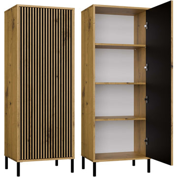 KAMARO 1DD SLIM ARTISAN Vitrinekast - Modern Opbergmeubel | Kleur: Ambachtelijk eiken en zwart