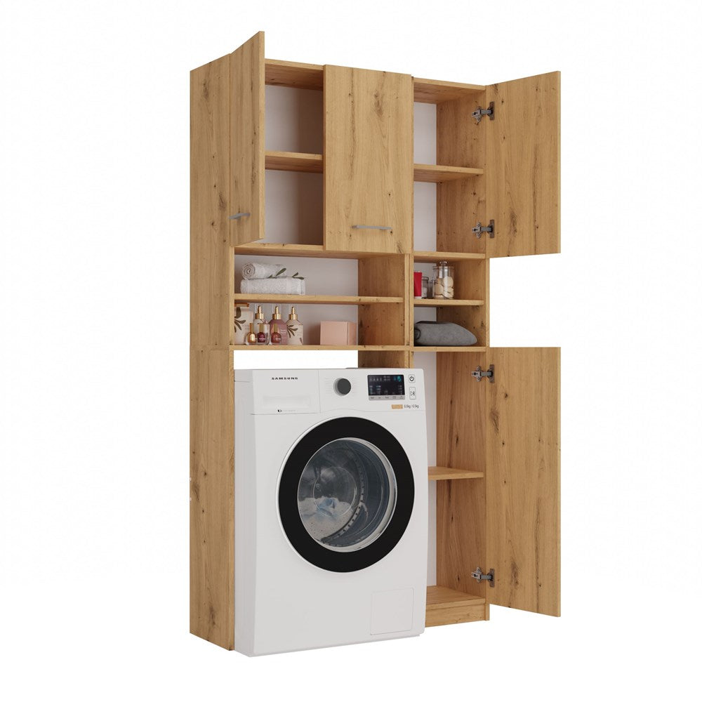 Badkamerset Marpol met Marbella postbord & Pola wasmachinekast | Kleur: Artisan Eiken | 180x96x30 cm