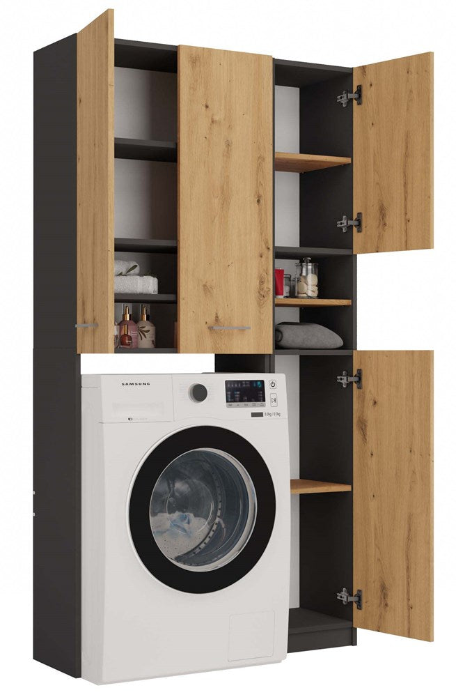 Badkamerset Marpol DD - Marbela Post Boekenkast & Pola DD Wasmachinekast | Kleur: Antraciet /