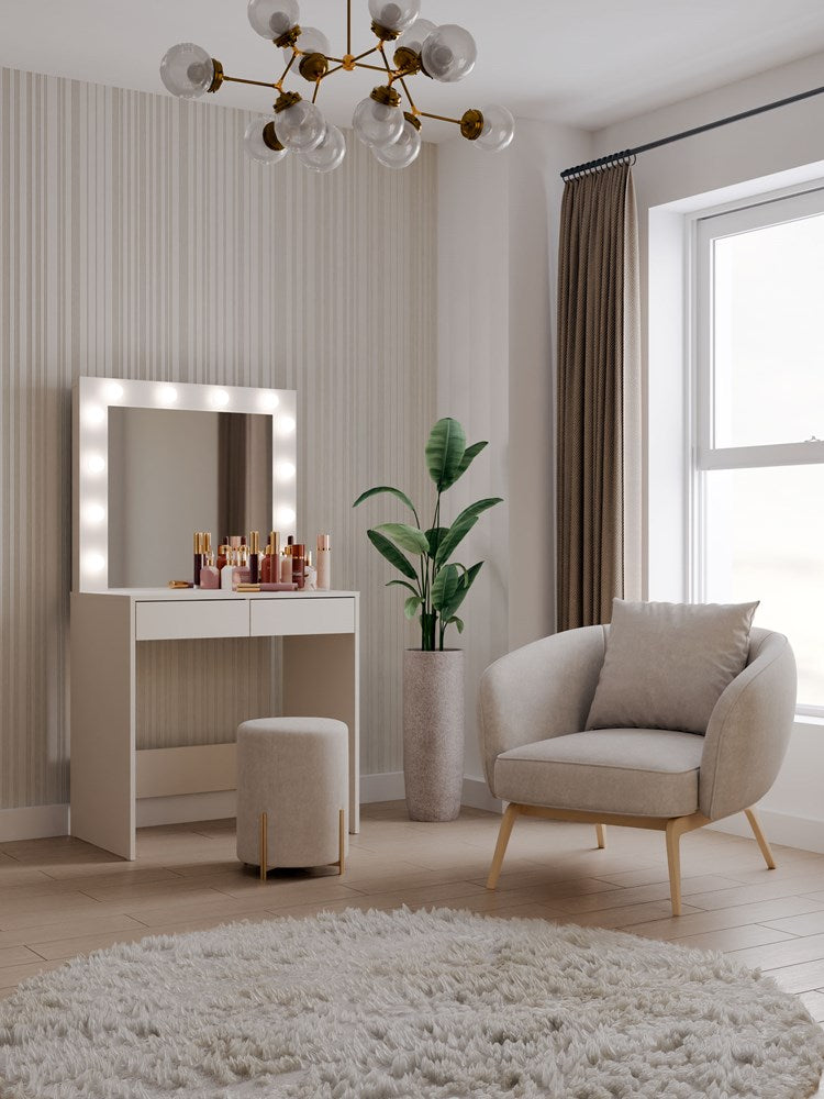 Klaptafel MARINA 2S met spiegel en LED-verlichting - Luxe opberglades | Kleur: Kasjmier