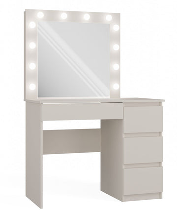 Elegante MARINA MIJAS kaptafel met LED spiegel en 4 lades | Kleur: Kasjmier | Maat: 98x76x51 cm