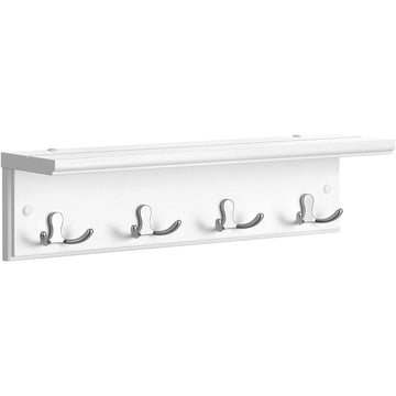 Wandkapstok met 4 dubbele haken, MDF, wit, 40 x 10,5 x 10,5 cm
