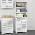 Badkamer Hoge Kast - Hoge Kast - Opbergkast met 3 Planken en 2 Deurtjes - B60 x D30 x H160cm