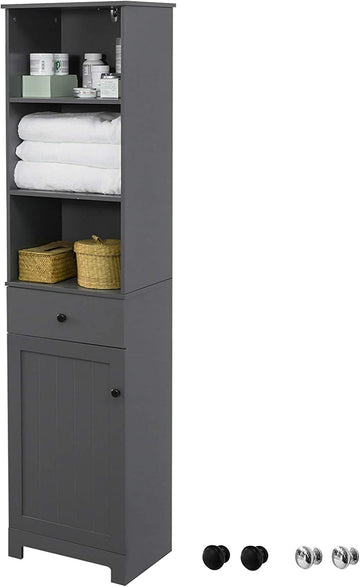 hoge badkamerkast - badkameropbergkast met 3 planken, 1 lade, 1 kast